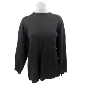 MNG Mango Women's Black Mock Neck Long Sleeve Knit Tunic Sweater Top Size XL